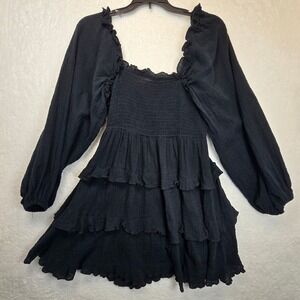 Tiered Milkmaid Mini Dress Womens Medium Gothic Dark Fairy Witchy Feminine LBD